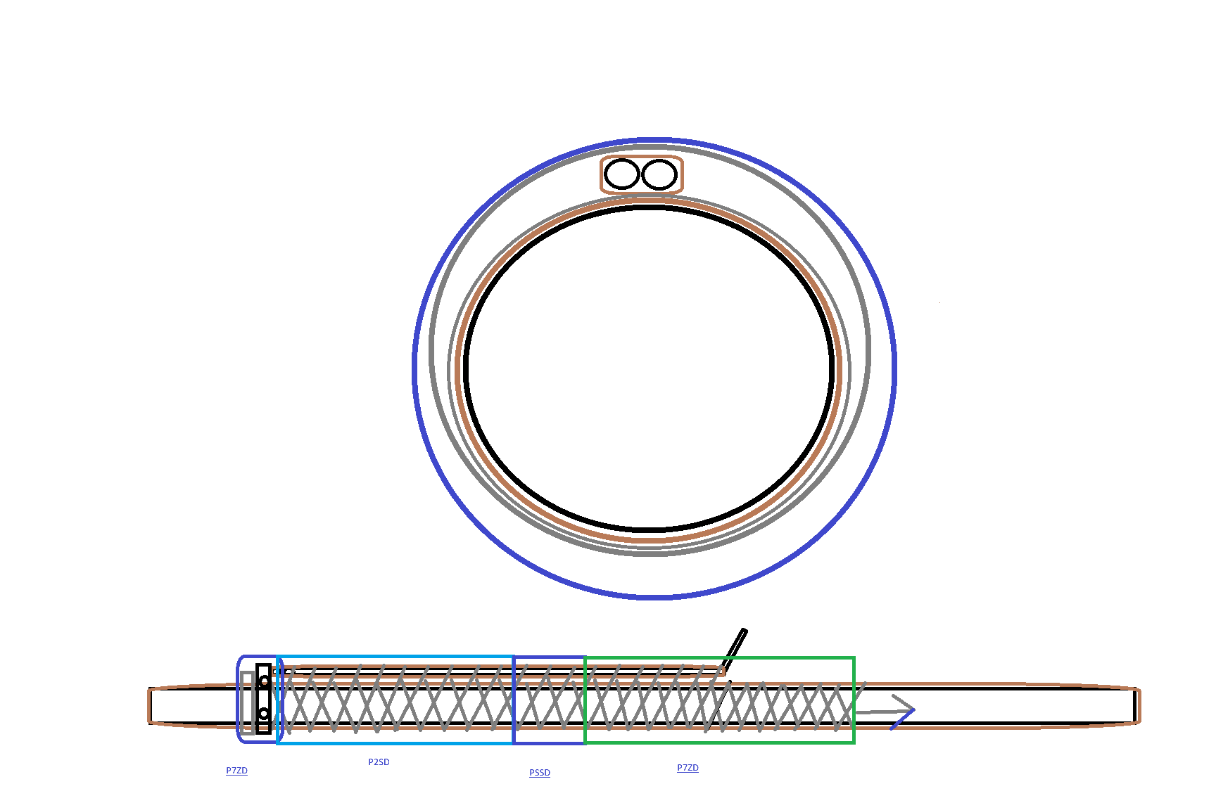 Technical drawing of a cylindrical component with dimensions on a white background