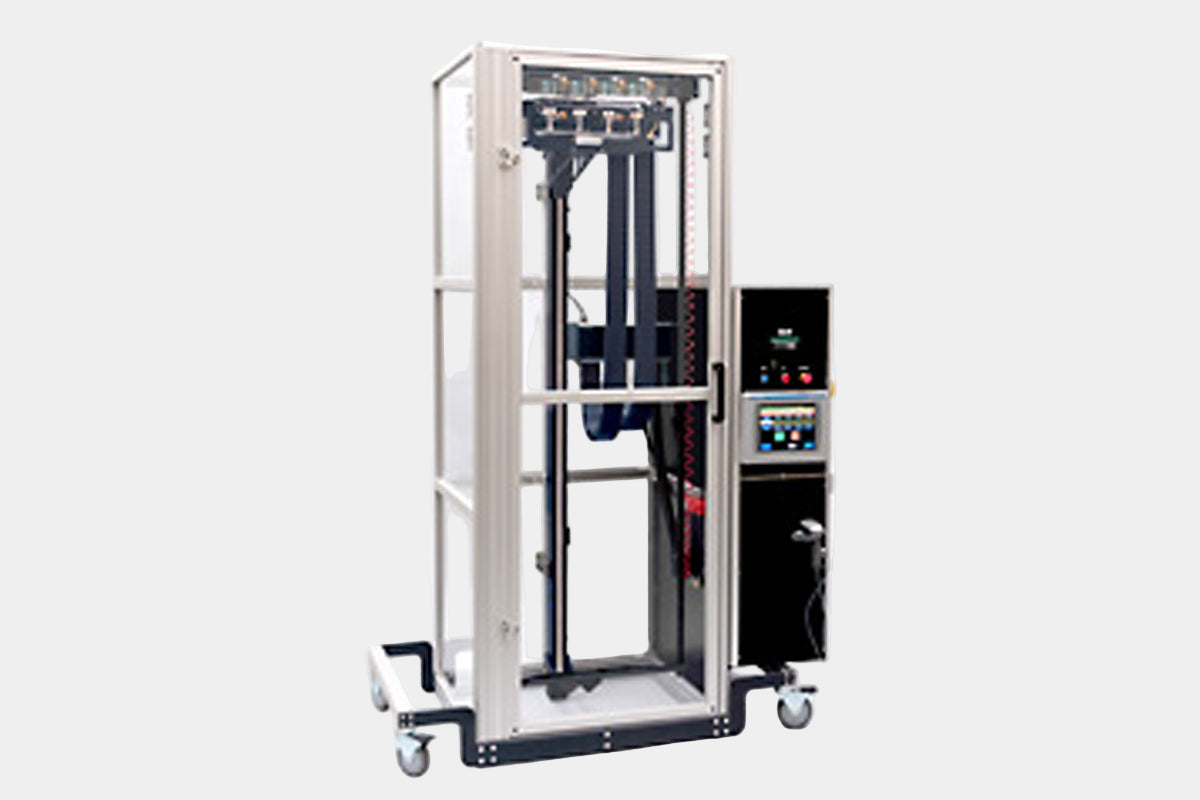 Industrial lifting equipment with control panel on a white background