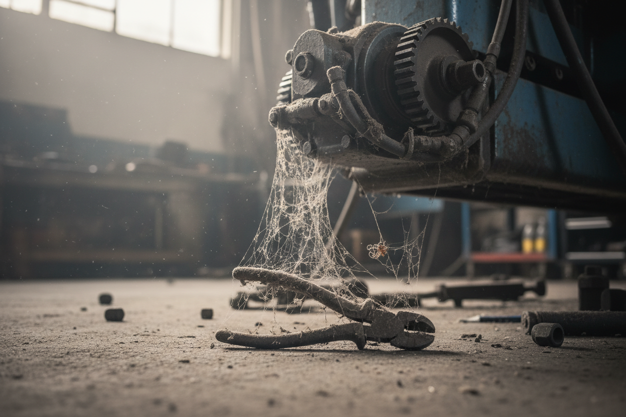 Wire cutter collecting dust under a piece of equipment